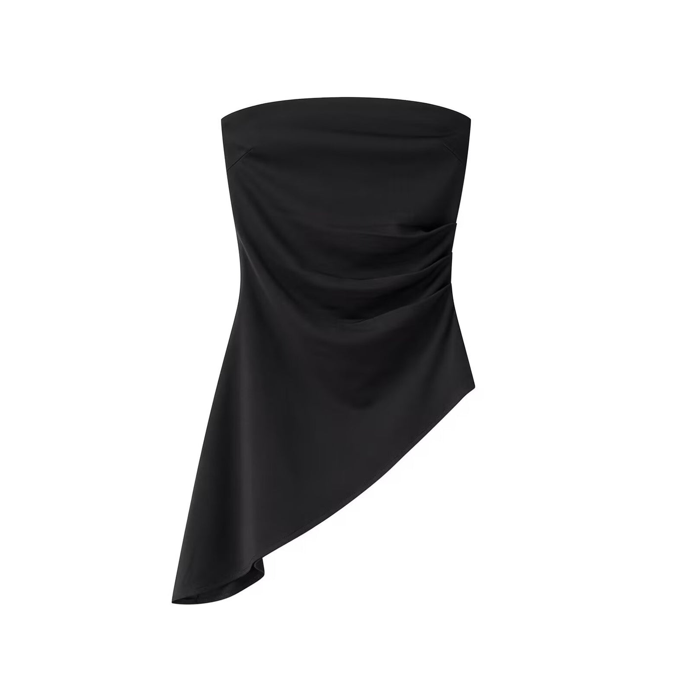 Bridget | Asymmetric Draped Strapless Bandeau Top