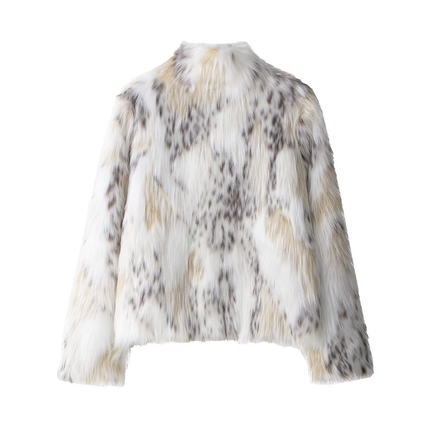 Opal | Patterned Faux Fur Jacket White