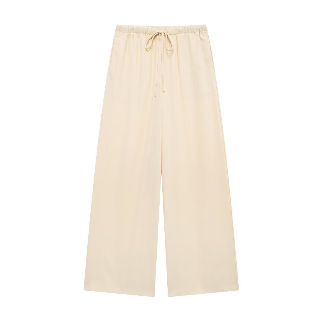 Jemima | Elasticated Drawstring Pocket Wide-Leg Linen Trousers
