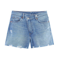 Marnie | Crossover High-Waist Denim Shorts