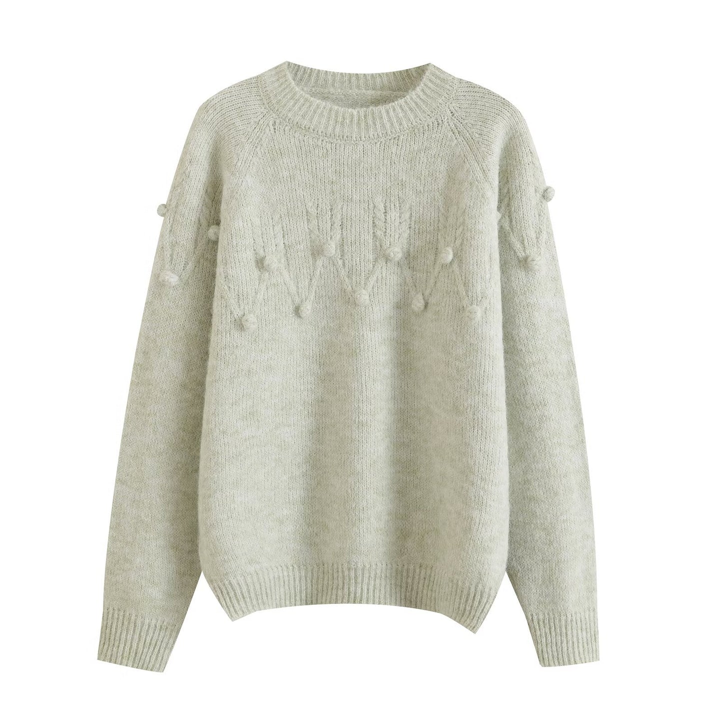Nola | Pom Pom Knit Sweater Cream Crew Neck