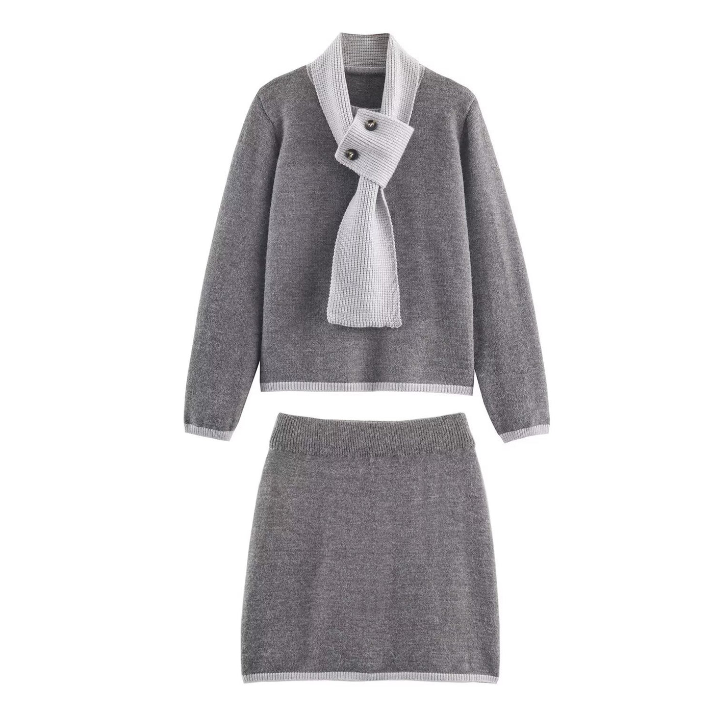 Alice | Contrast Detail Knit Top Skirt Co-ord Set