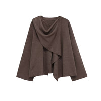 Scarlett | Asymmetric Drape Neck Wide Sleeve Lightweight Knit Top