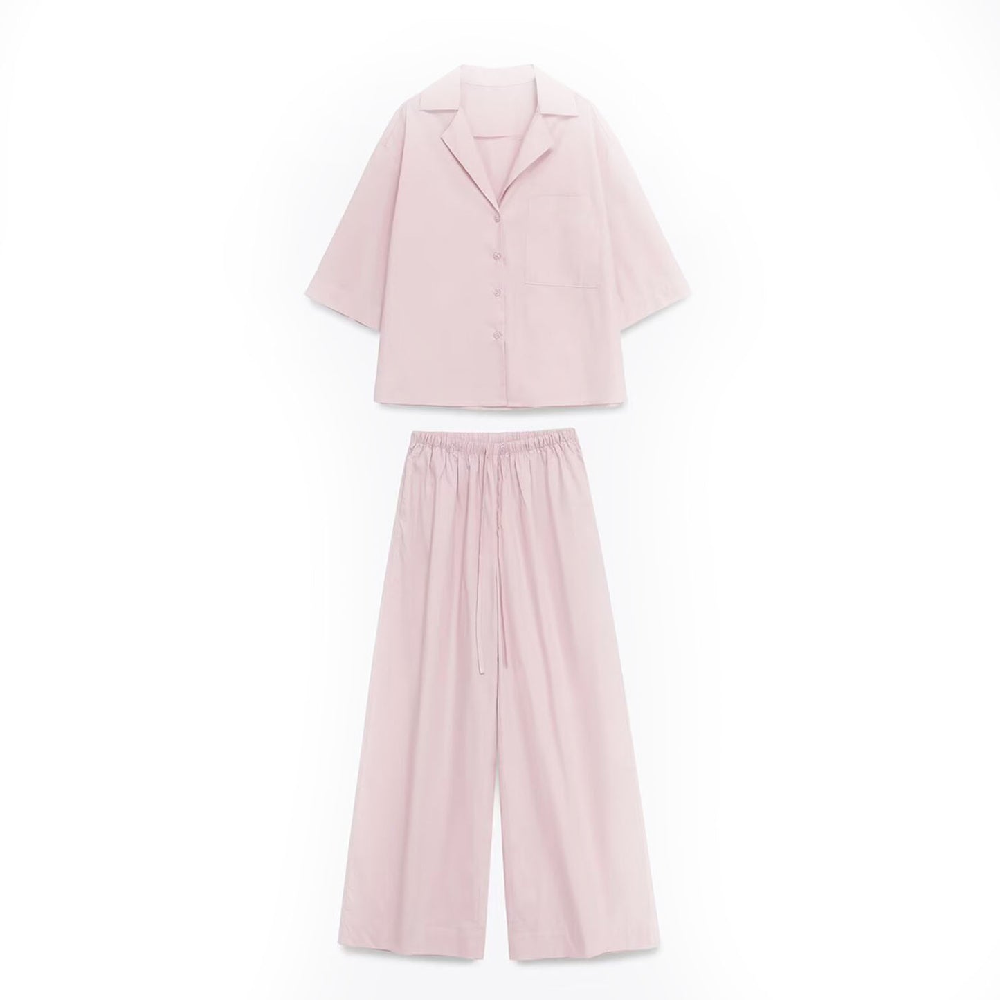 Rosie | Pink Cotton Wide Leg Co-ord Set