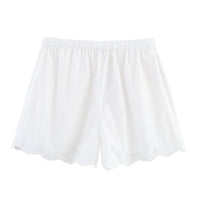 Clara | Eyelet Embroidery Scallop Hem Linen Shorts