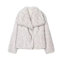 Lois | Grey Faux Fur Shawl Collar Jacket