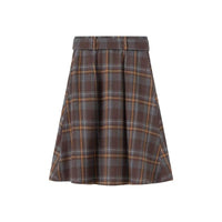 Iris | Pleated Plaid Midi Skirt