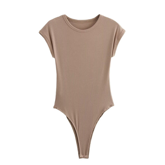 Ada | Crew Neck Bodysuit White Short Sleeve