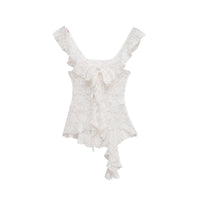 Lila | Sheer Lace Square Neck Peplum Top