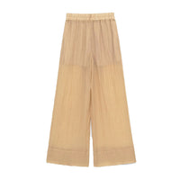 Tamara | Elasticated High-Waist Wide-Leg Linen Trousers in Cream