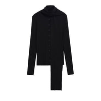 Nina | Round Neck Button Front Long Sleeve Ribbed Cropped Cardigan