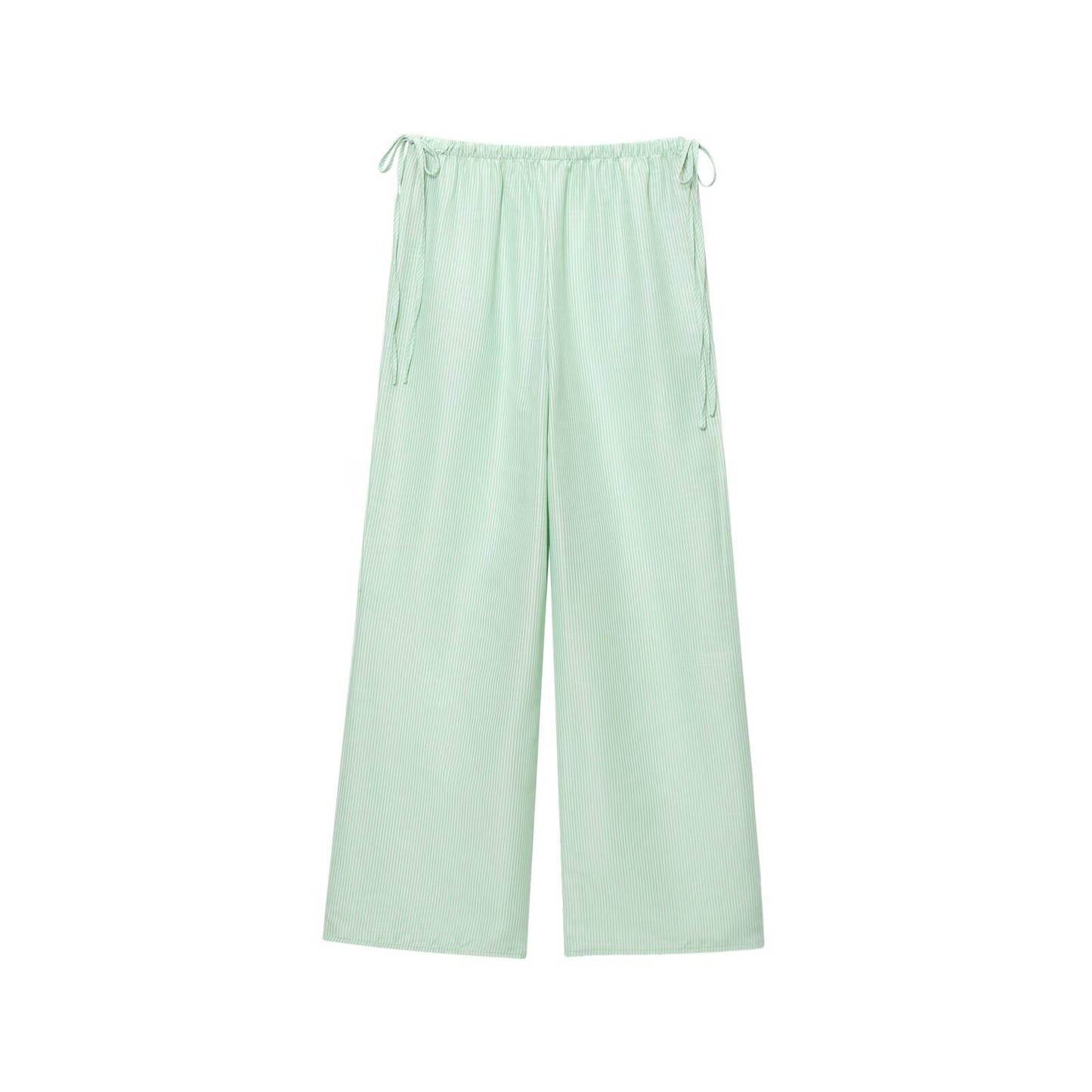 Alma | Summer Casual Linen Trousers Light Green Wide Leg