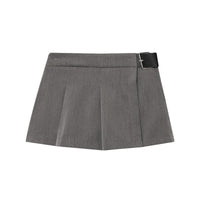 Mabel | Low-Rise Sharp Pleat Mini Skirt with Buckle Belt