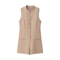 Orla | Sleeveless Tailored Button-Up Romper in Cream