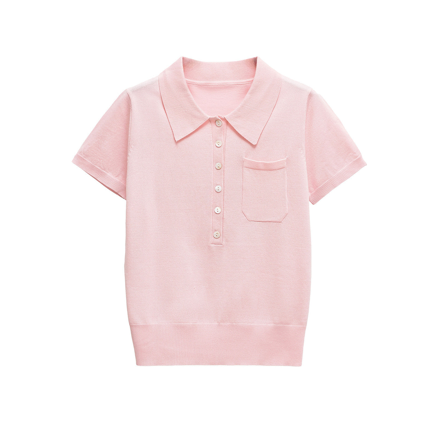 Harper | Pocket Detail Cropped Knit Polo Top