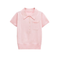 Harper | Pocket Detail Cropped Knit Polo Top