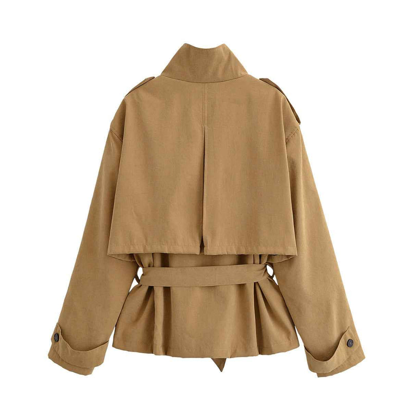 Sable | Utility Jacket Camel Belted High Neck Cropped
