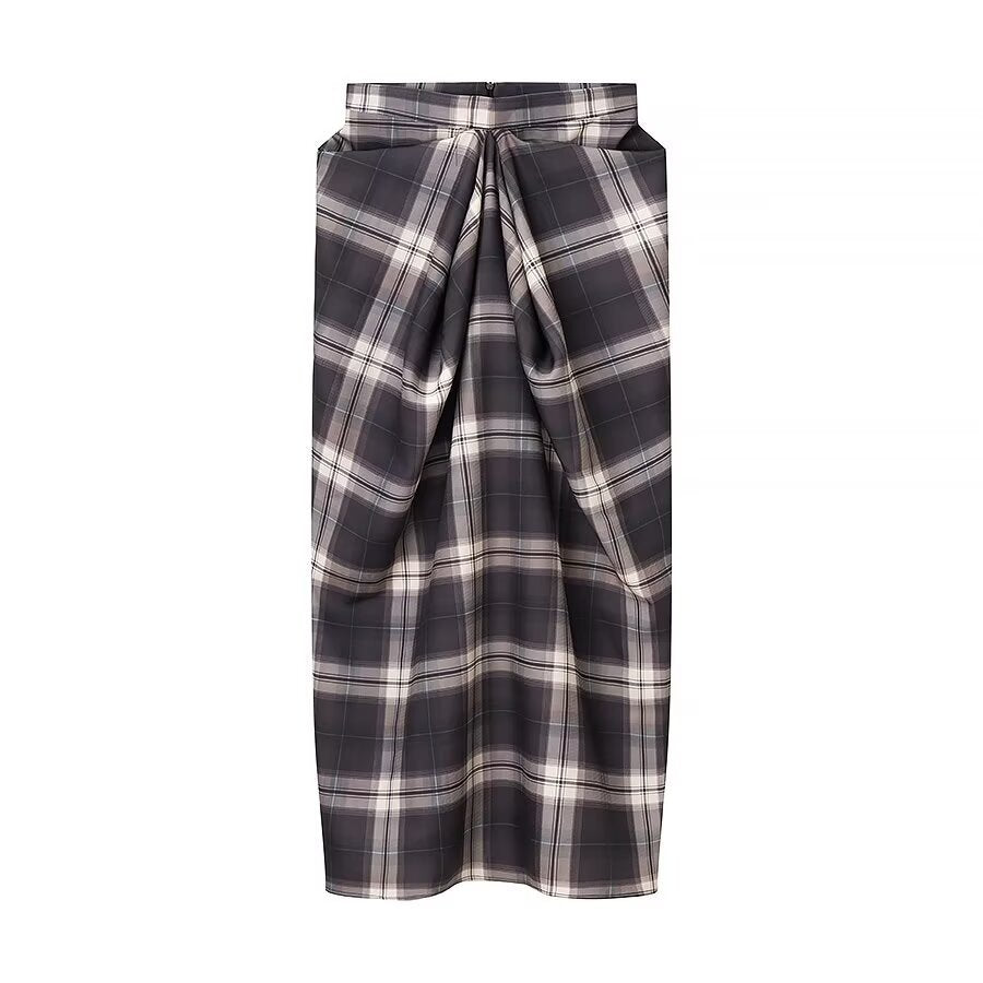 Nora | Plaid Wrap Midi Skirt