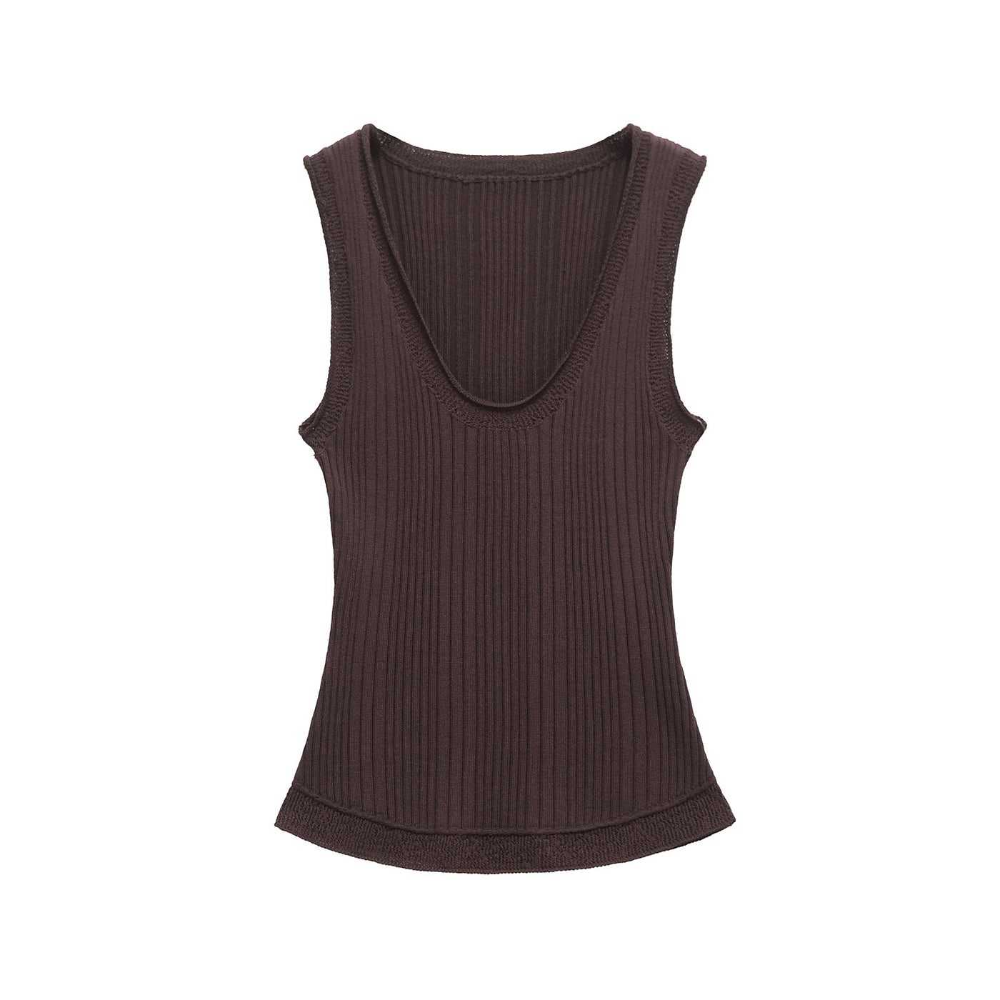 Clementine | Ribbed Knit Scoop Neck Wide Strap Tank Top