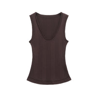 Clementine | Ribbed Knit Scoop Neck Wide Strap Tank Top