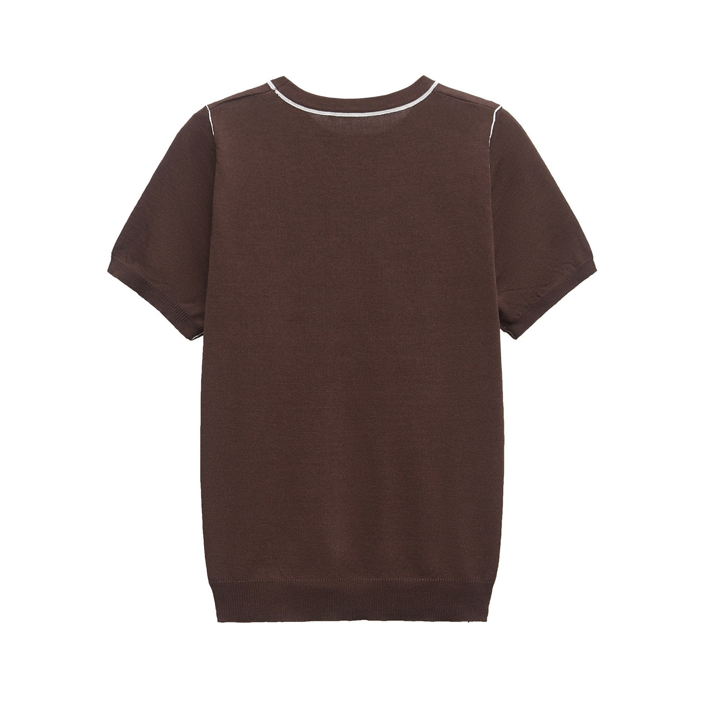 Holly | Contrast Piping Crew Neck Short Sleeve Ribbed Hem Knit Top