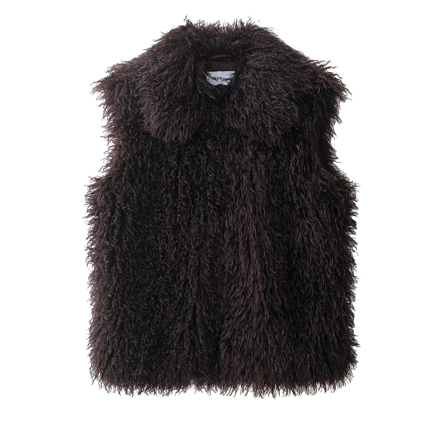 Lila | Brown Shaggy Knit Open-Front Vest