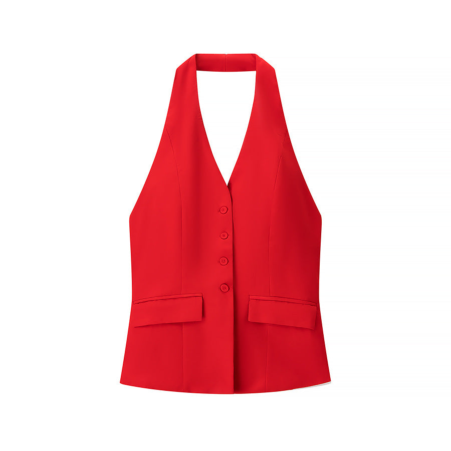 Ruby | Red Waistcoat & Wide Leg Co-ord
