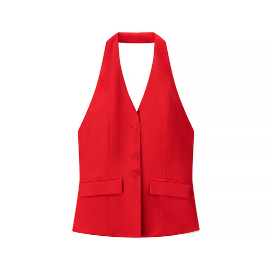 Ruby | Red Waistcoat & Wide Leg Co-ord