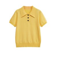 Mellie | Cropped Short Sleeve Polo Knit Top