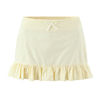 Freya | Ruffle Hem Bow Mini Skirt