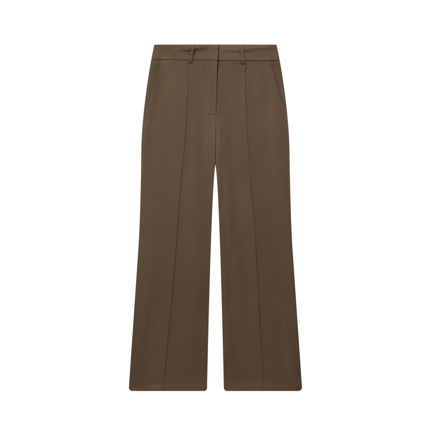 Tessa | High-Waist Centre Seam Wide-Leg Tailored Trousers in Brown