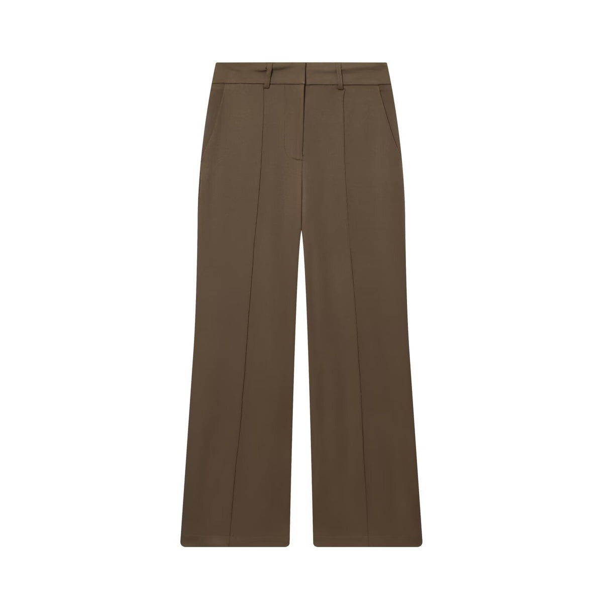 Tessa | High-Waist Centre Seam Wide-Leg Tailored Trousers in Brown