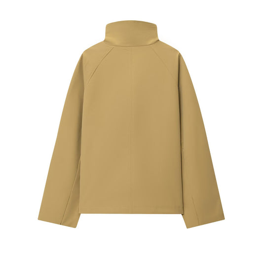 Camille | Lightweight Jacket Beige Cropped Funnel Neck
