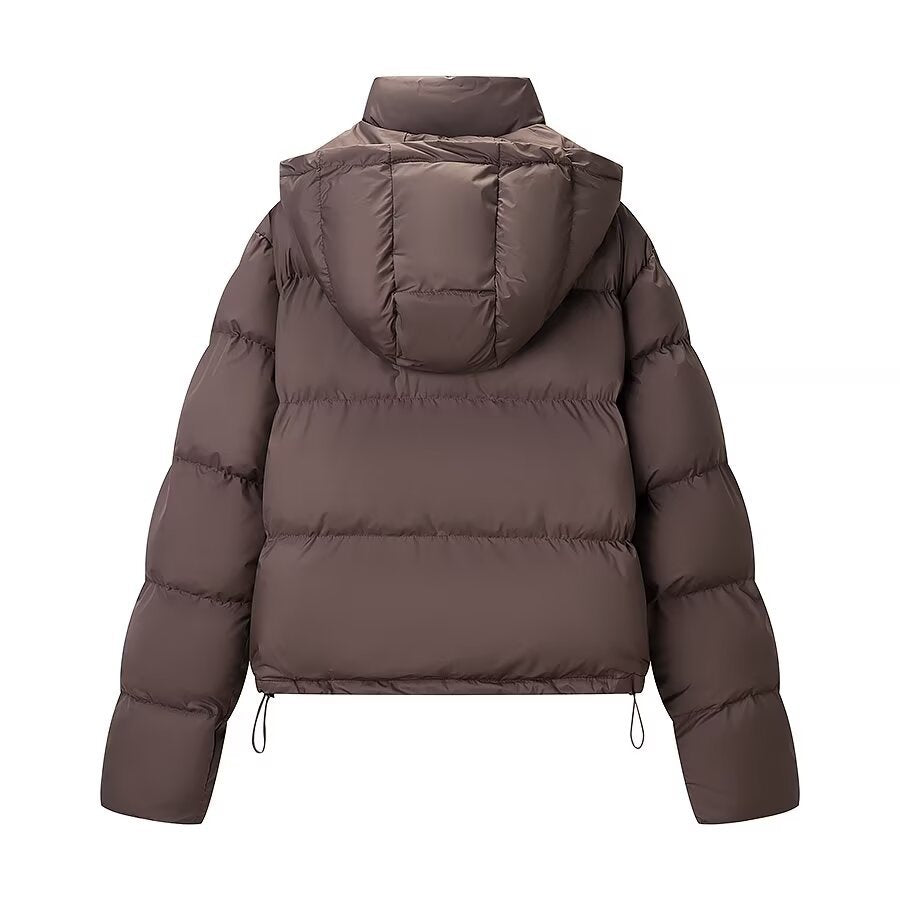 Margot | Cropped Puffer Jacket Brown Hooded