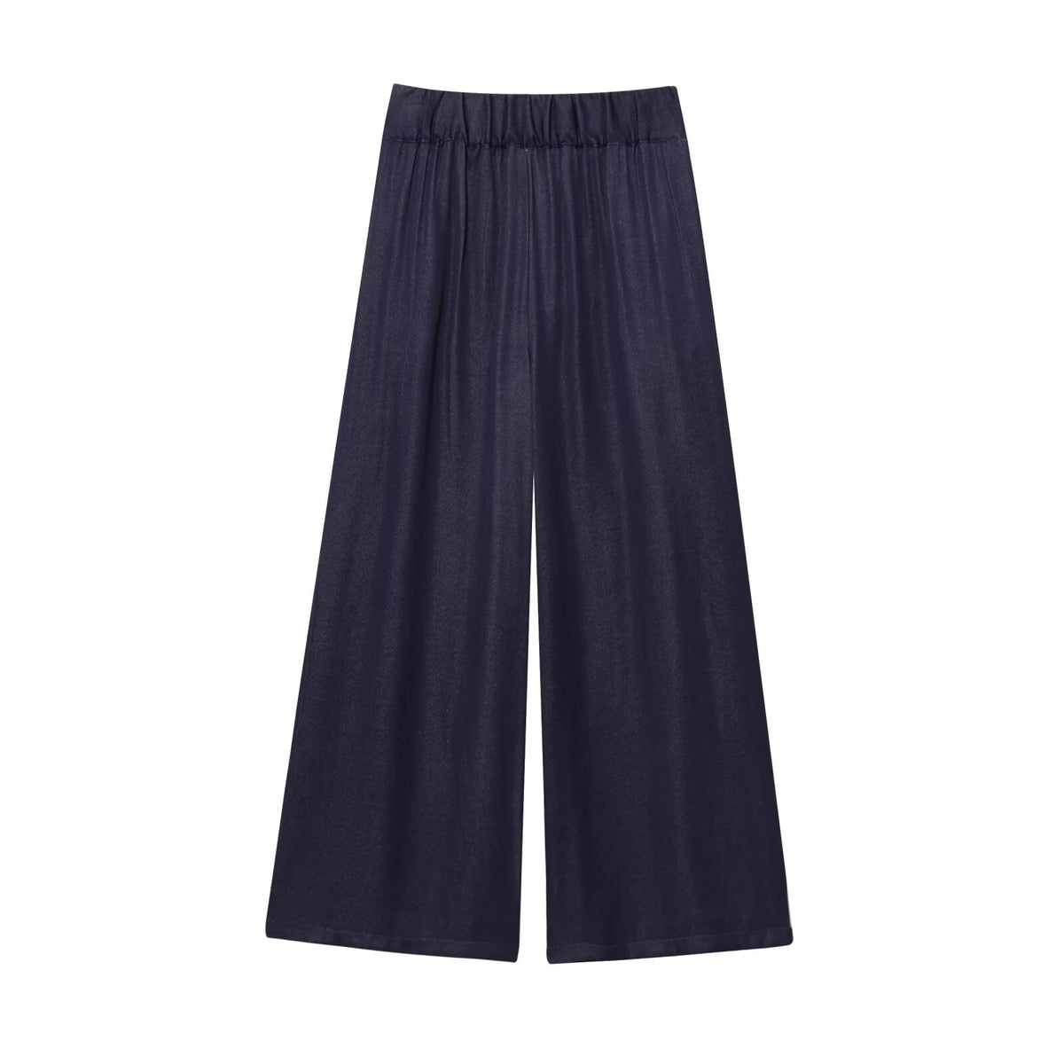 Polly | High-Waist Pleated Front Seam Flowing Wide-Leg Linen Trousers in Navy