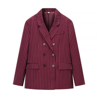 Evie | Classic Stripe Double Breasted Trouser Suit Set