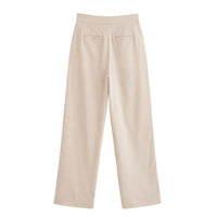 Pearl | High-Waist Front Seam Tailored Wide-Leg Summer Trousers in Cream