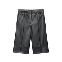 Felicity | High-Waist Wide Leg Faux Leather Capri Trousers