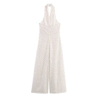 Gracie | Polka Dot Halter Wide-Leg Jumpsuit in Cream