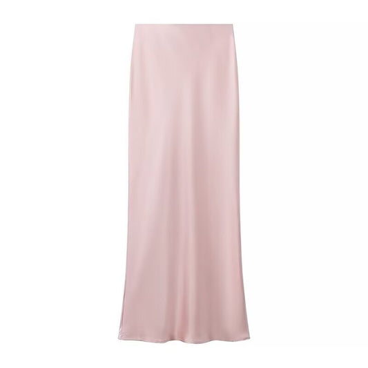 Xena | Elegant Satin Maxi Skirt Brown
