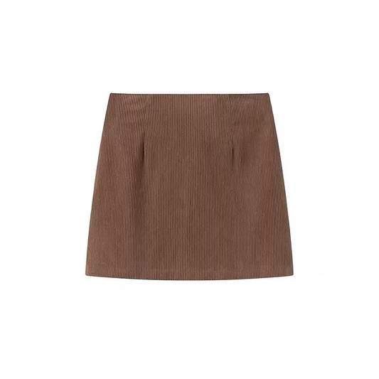 Rosa | Mini Skirt Brown Corduroy Ribbed