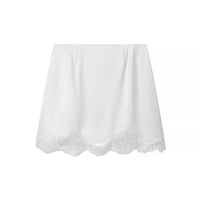 Una | Satin Scalloped Lace Trim Mini Skirt