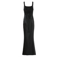 Evelyn | Ruched Satin Maxi Slip Dress