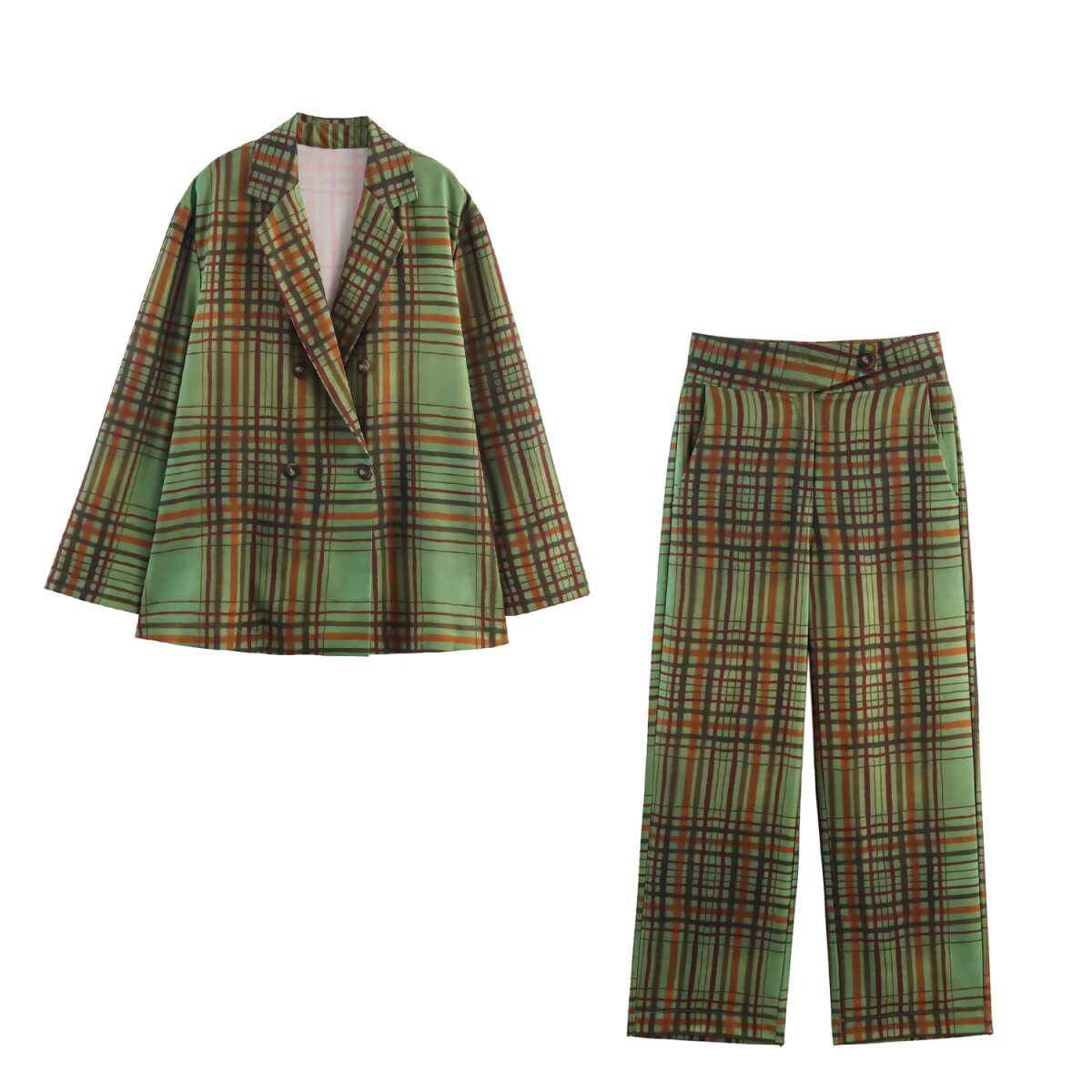 Fern | Tartan Suit Green Double Breasted