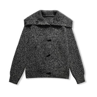 Hannah | Chunky Marled Knit Wide Collar Toggle Button Relaxed Cropped Cardigan