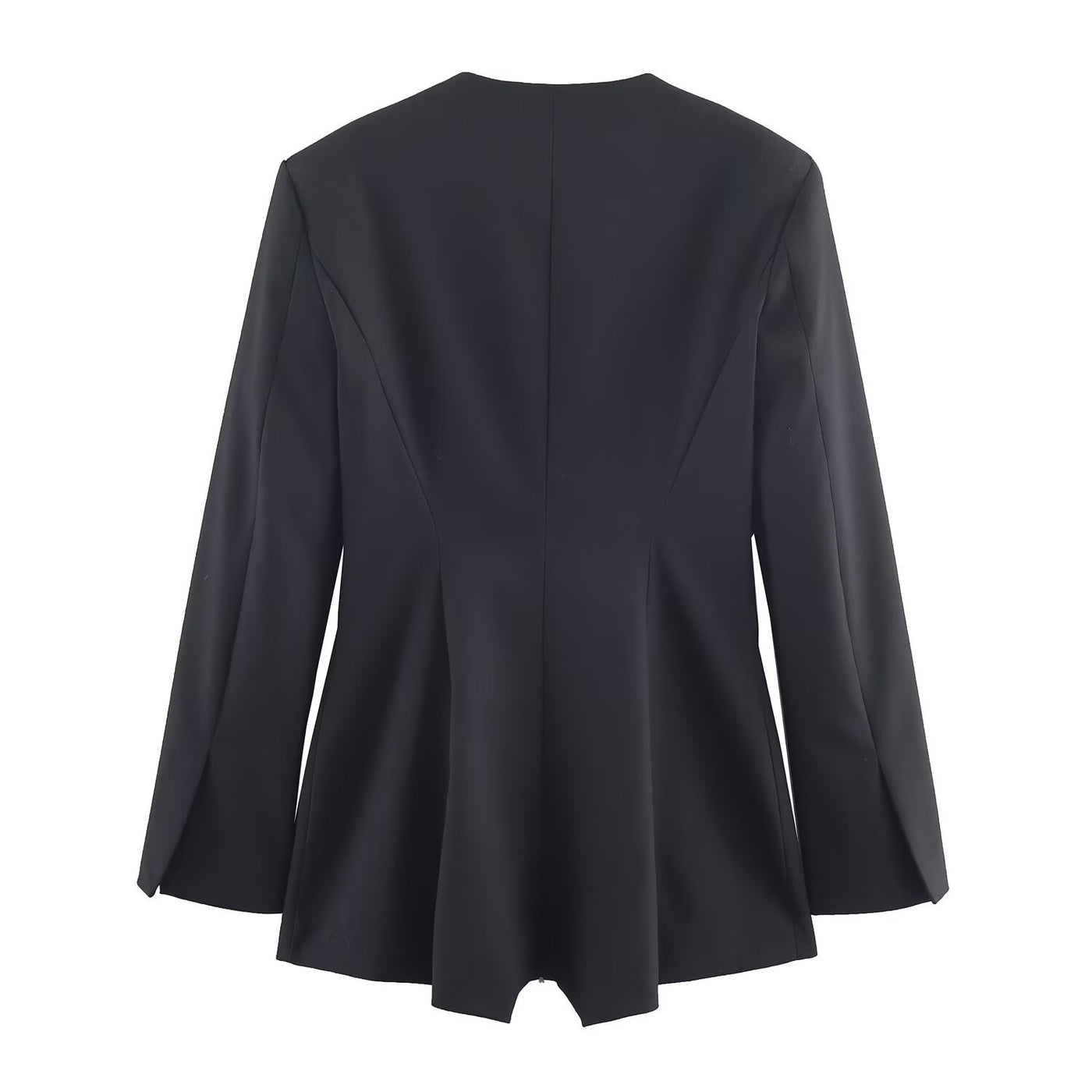 Ariella | Deep V-Neck Asymmetric Button Padded Shoulder Tailored Shorts Romper in Black