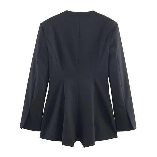 Demi | Elegant Tailored Blazer Romper Black Long Sleeve