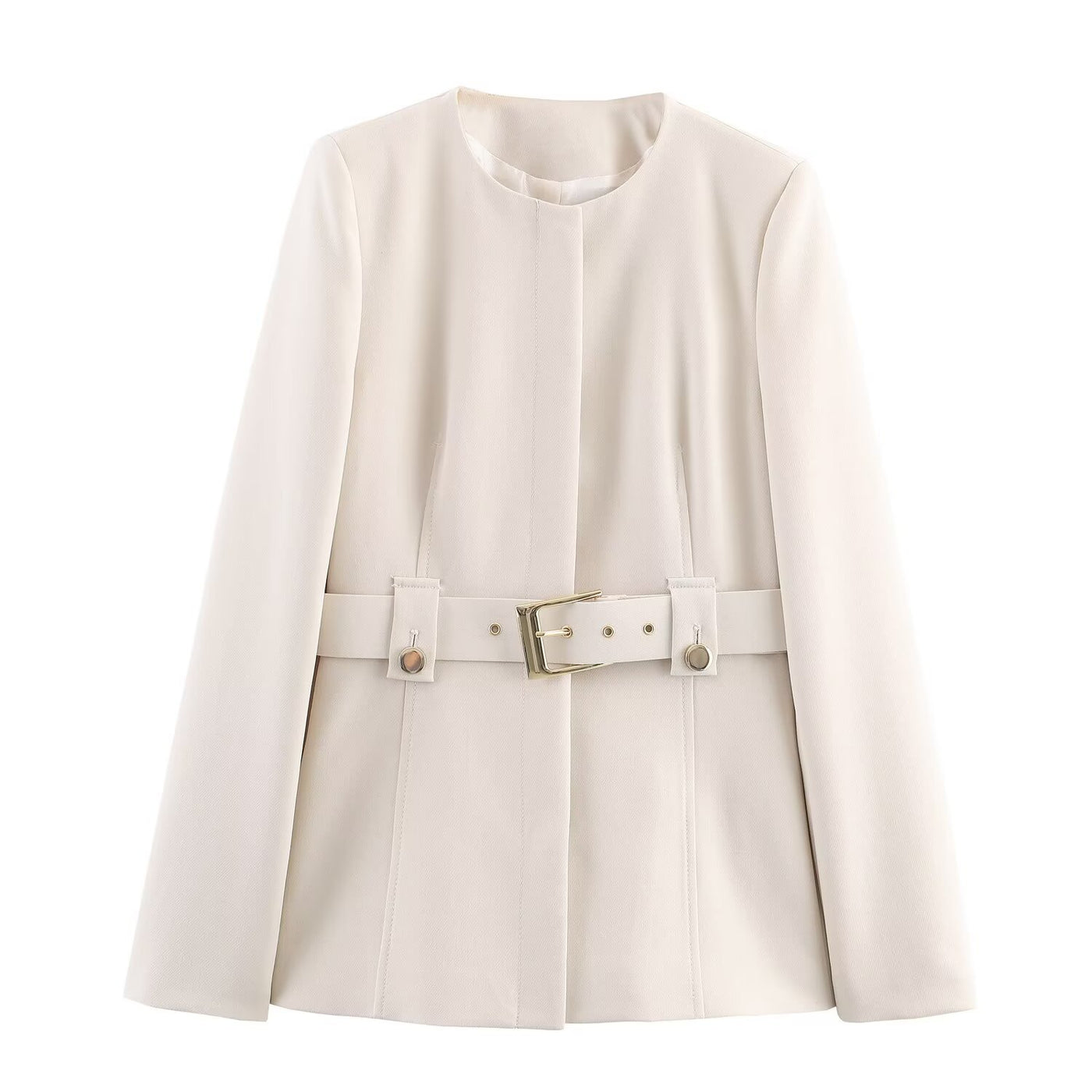 Zoe | Tailored Belted Collarless Blazer