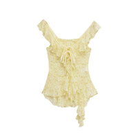 Lila | Sheer Lace Square Neck Peplum Top