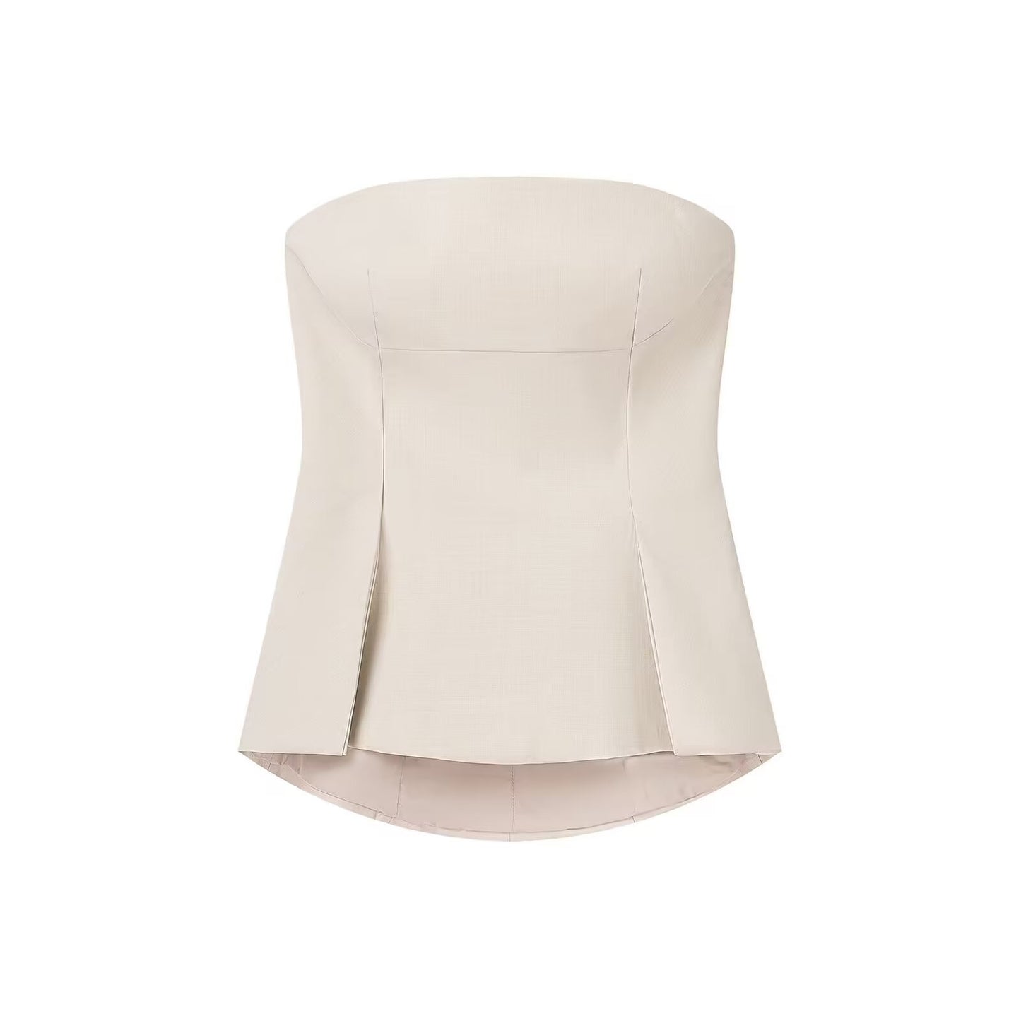 Thea | Smart Casual Peplum Top Strapless Grey Tailored Pleated